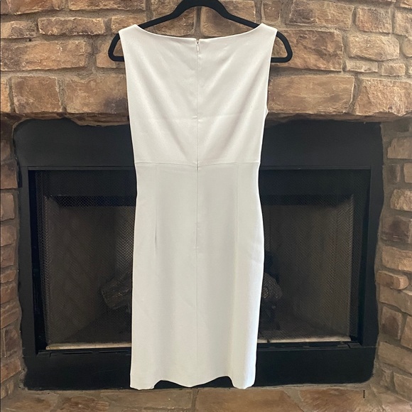 Tahari Shimmering sea foam green dress with draped neckline and side slit. 8 - Picture 8 of 12